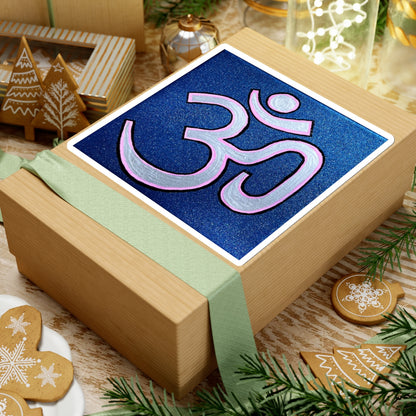 Pink & Silver OM on Metallic Blue Sticker - Arjuna Rigby Art and Lifestyle Store