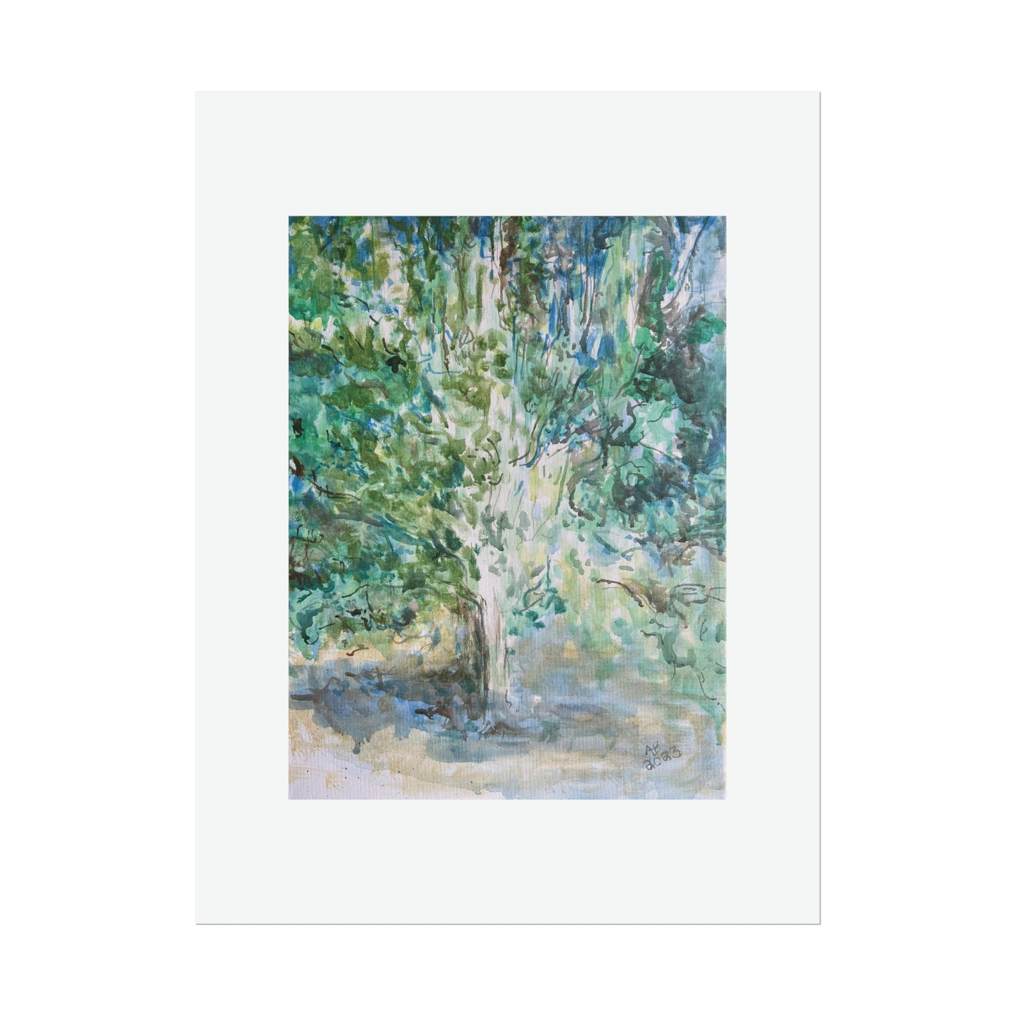 Pear Tree in Autumn Mist Rolled Fine Art Print