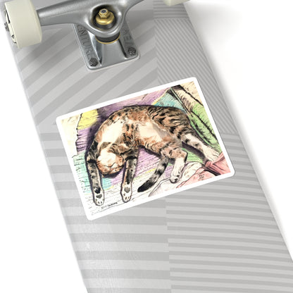 Kitty Savasana Sticker - Arjuna Rigby Art and Lifestyle Store