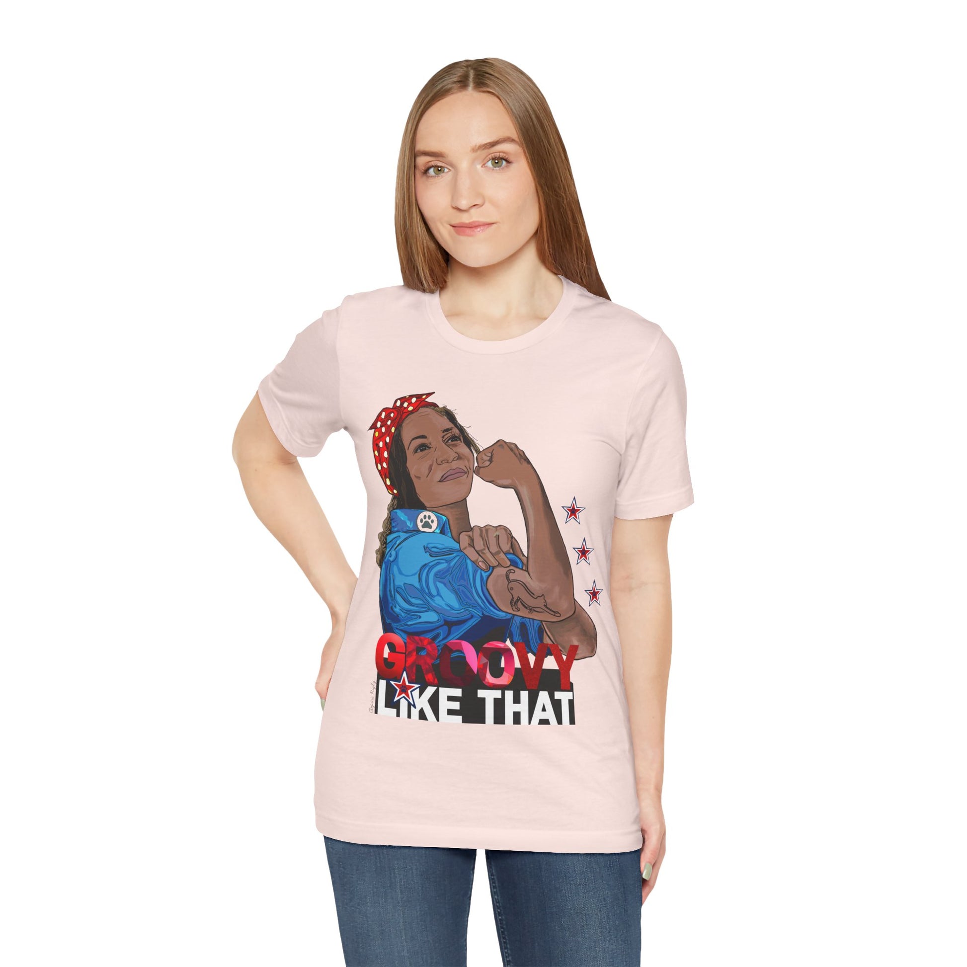 Arjuna Rigby Art & Lifestyle Kamala Harris Childless Cat Lady T-Shirt