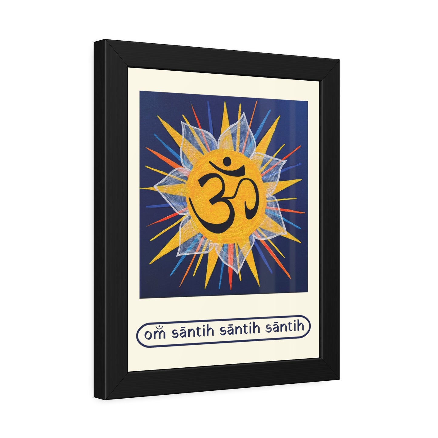 Sunburst OM on Navy Blue Framed Fine Art Print