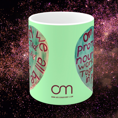 Om May We All Be Protected - Mug - Arjuna Rigby Art and Lifestyle Store