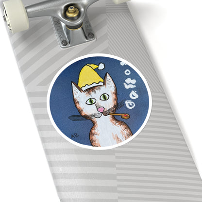 Gentleman's Cat with Yellow Winter Hat Sticker