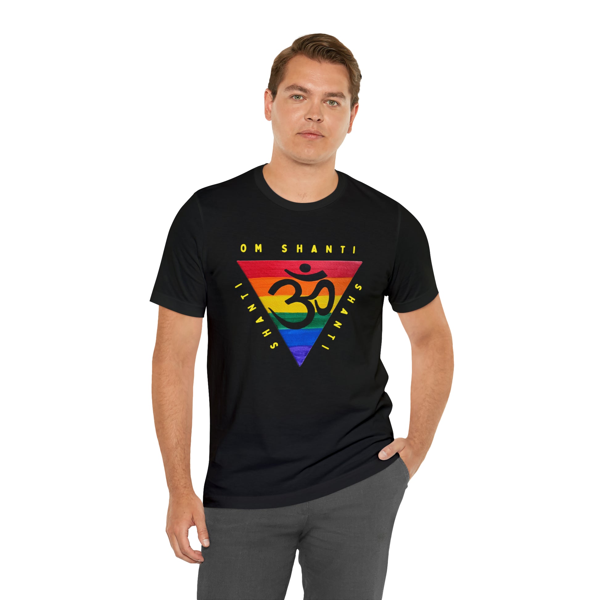 Rainbow Triangle OM T-Shirt - Arjuna Rigby Art and Lifestyle Store