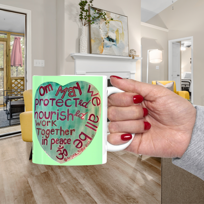 Om May We All Be Protected - Mug - Arjuna Rigby Art and Lifestyle Store