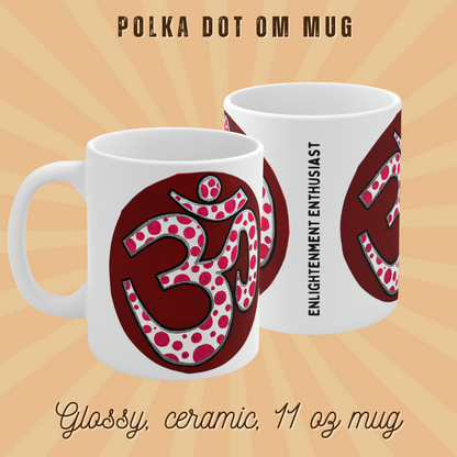 Red & Pink Polka Dot OM - Mug - Arjuna Rigby Art and Lifestyle Store