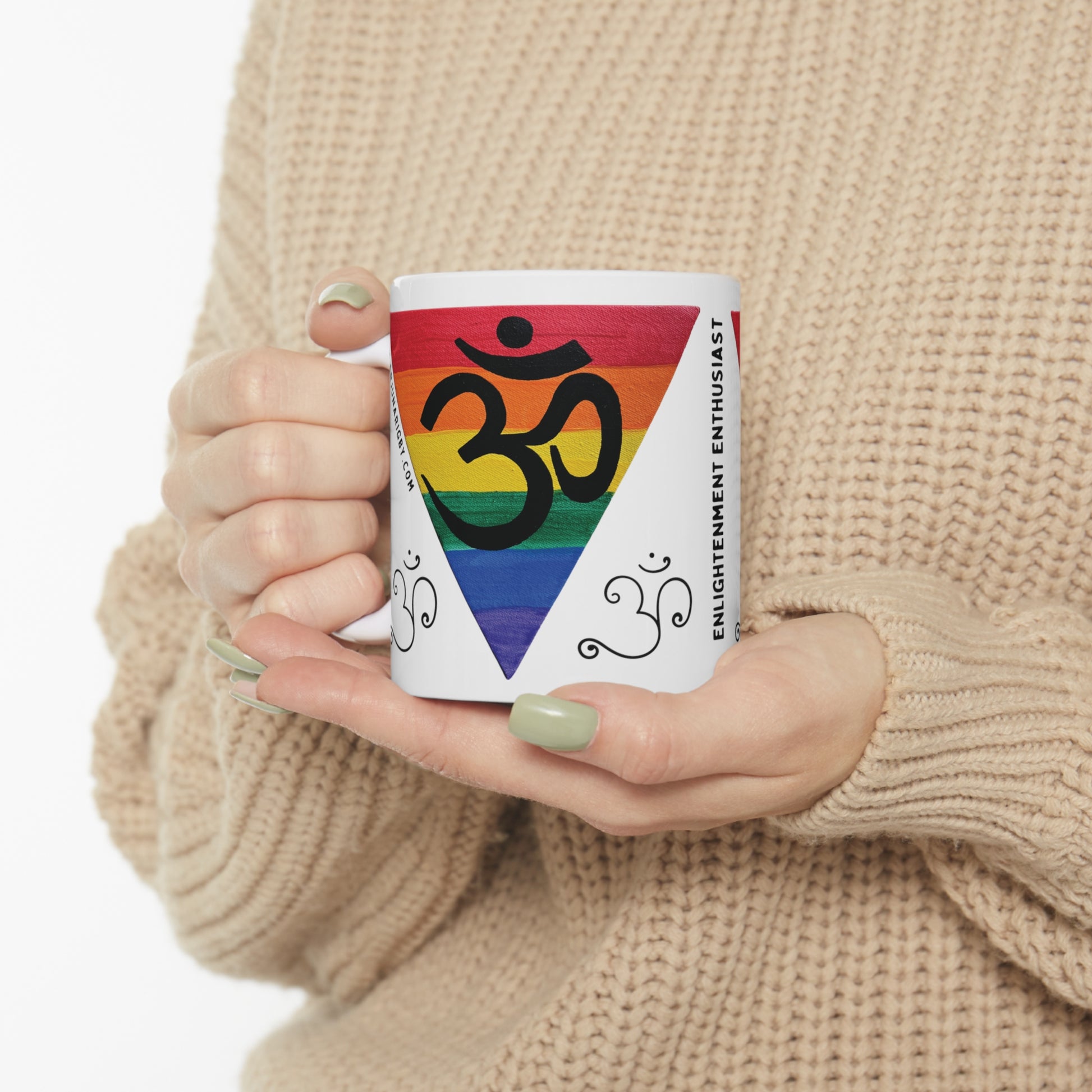 Rainbow Triangle OM Mug - Arjuna Rigby Art and Lifestyle Store