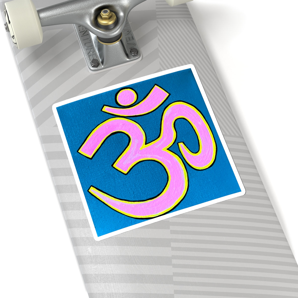 Pink & Yellow OM on Blue Sticker