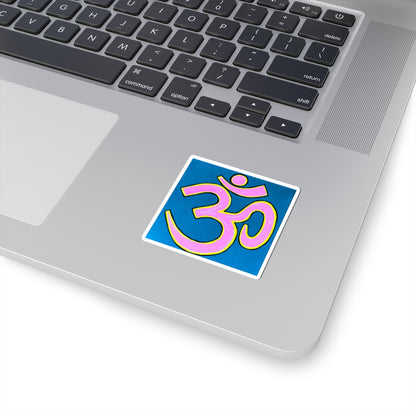 Pink & Yellow OM on Blue Sticker