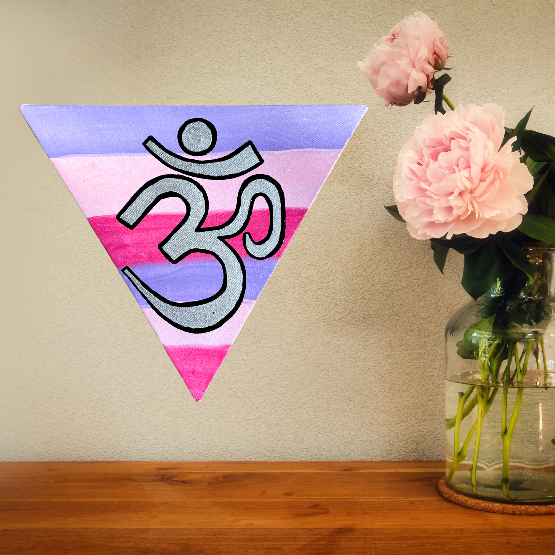 Berry Rainbow Triangle with Silver OM - Arjuna Rigby Art and Lifestyle Store