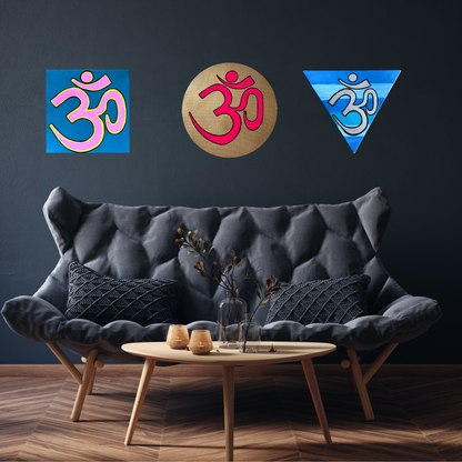 Blue Rainbow Triangle with Silver OM - Arjuna Rigby Art and Lifestyle Store