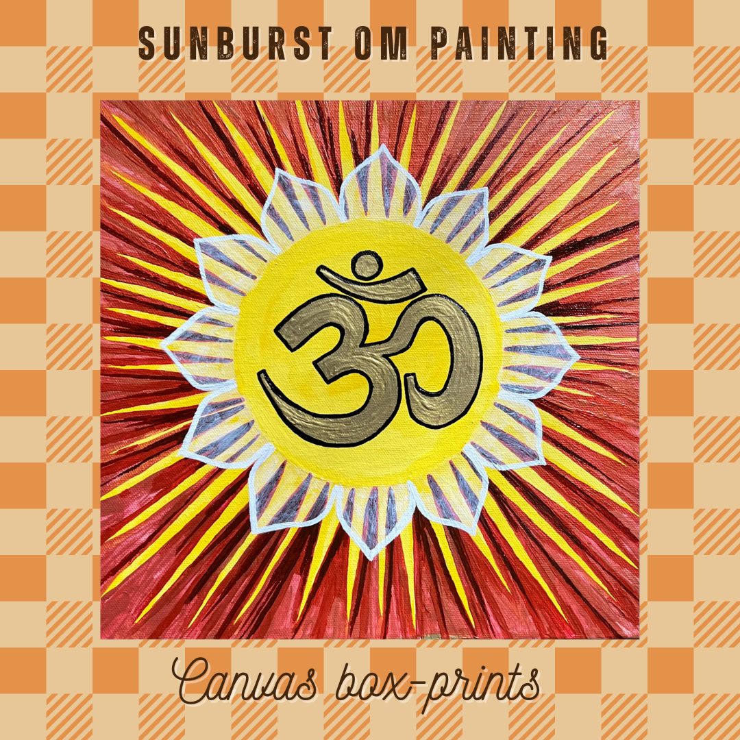 Sunburst OM on Red Gold Background - Canvas Box-Print - Arjuna Rigby Art and Lifestyle Store