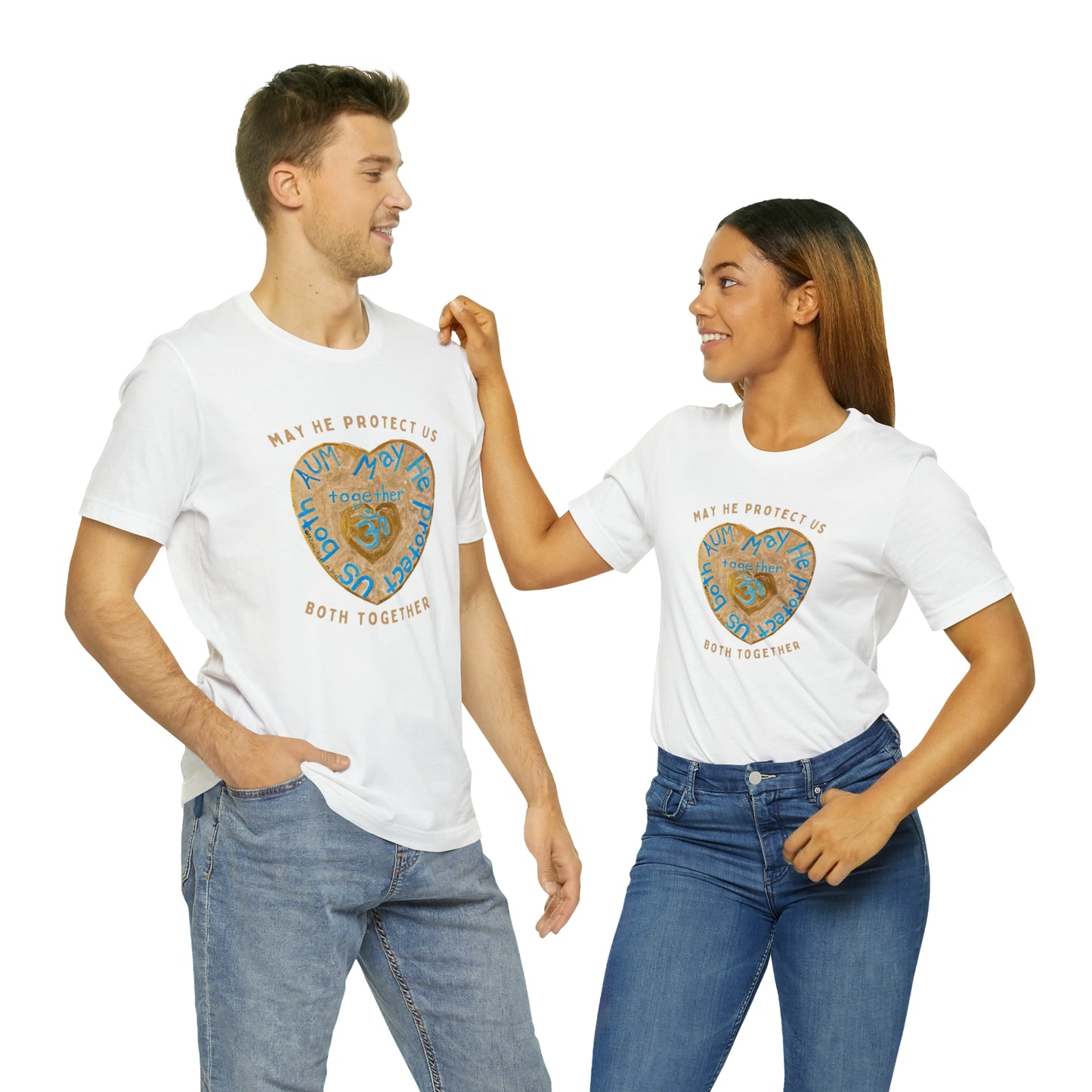 AUM May He Protect Us Both Together T-Shirt - Arjuna Rigby Art and Lifestyle Store