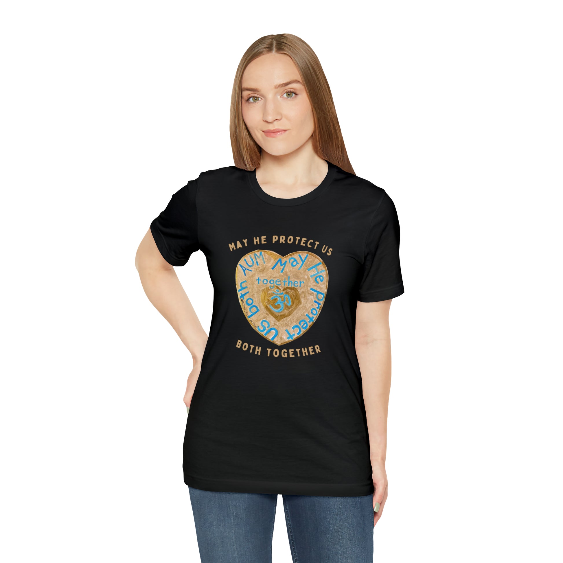 AUM May He Protect Us Both Together T-Shirt - Arjuna Rigby Art and Lifestyle Store