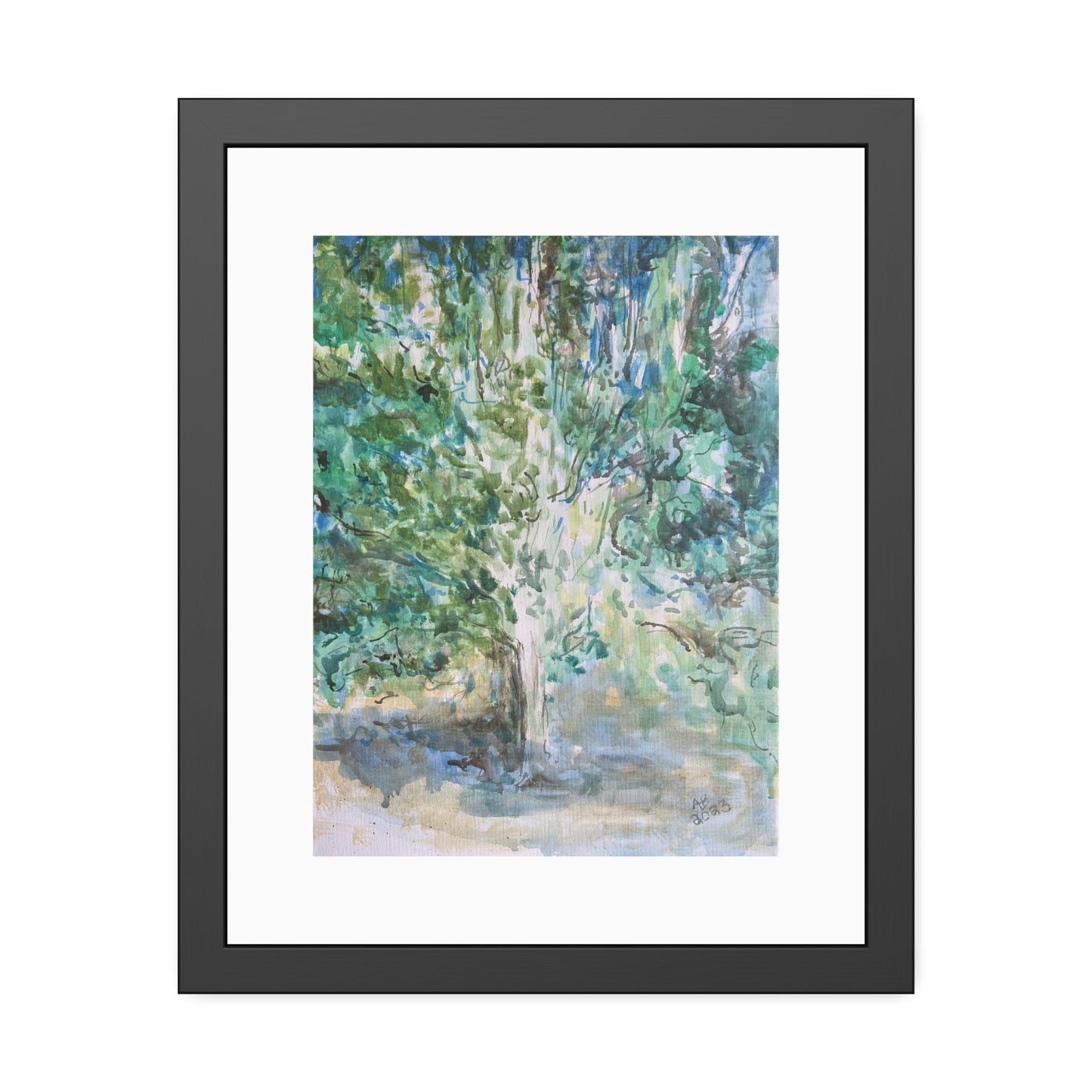 Pear Tree in Autumn Mist Framed Fine Art Print