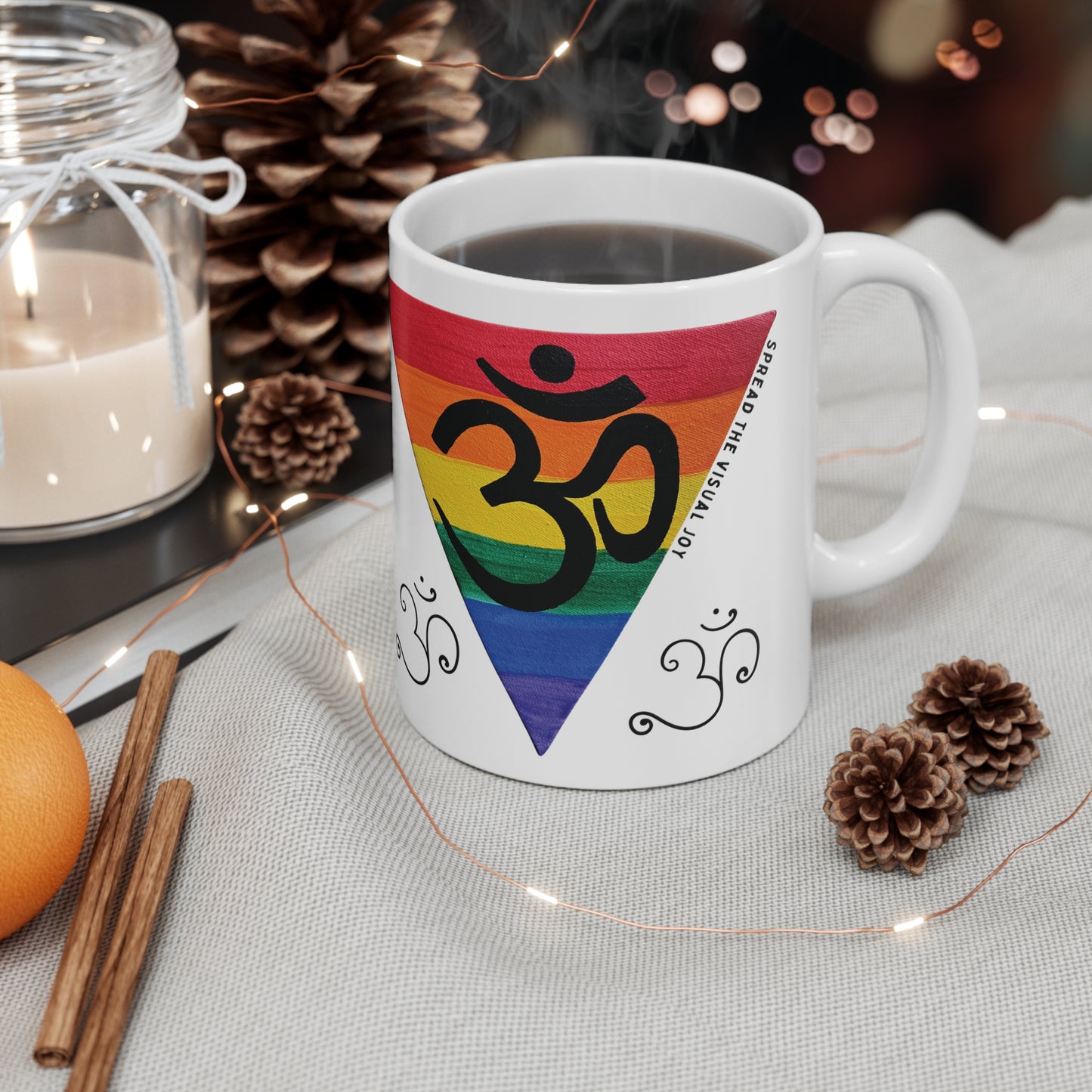 Rainbow Triangle OM Mug - Arjuna Rigby Art and Lifestyle Store