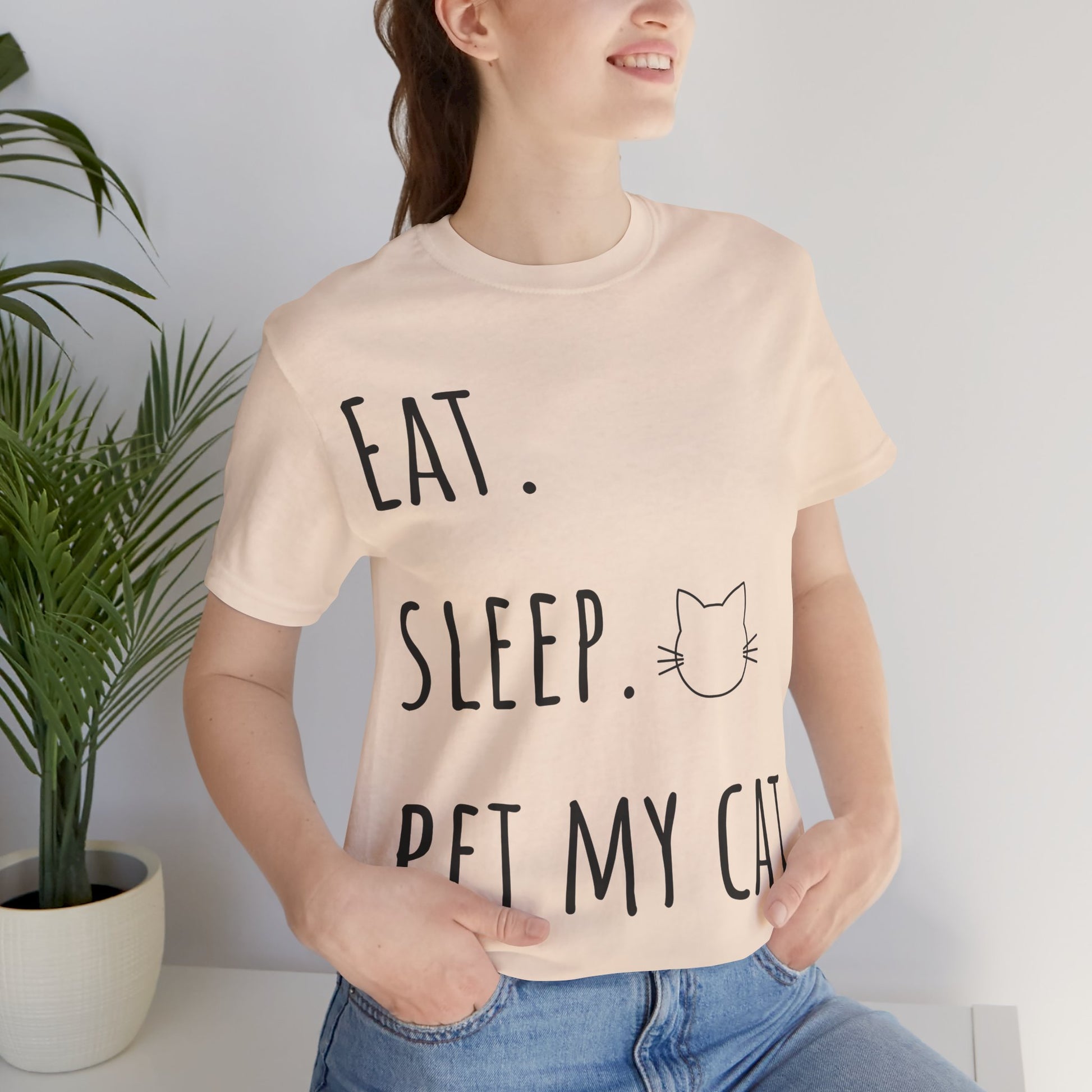 Eat. Sleep. Pet My Cat. T-Shirt - Arjuna Rigby Art and Lifestyle Store