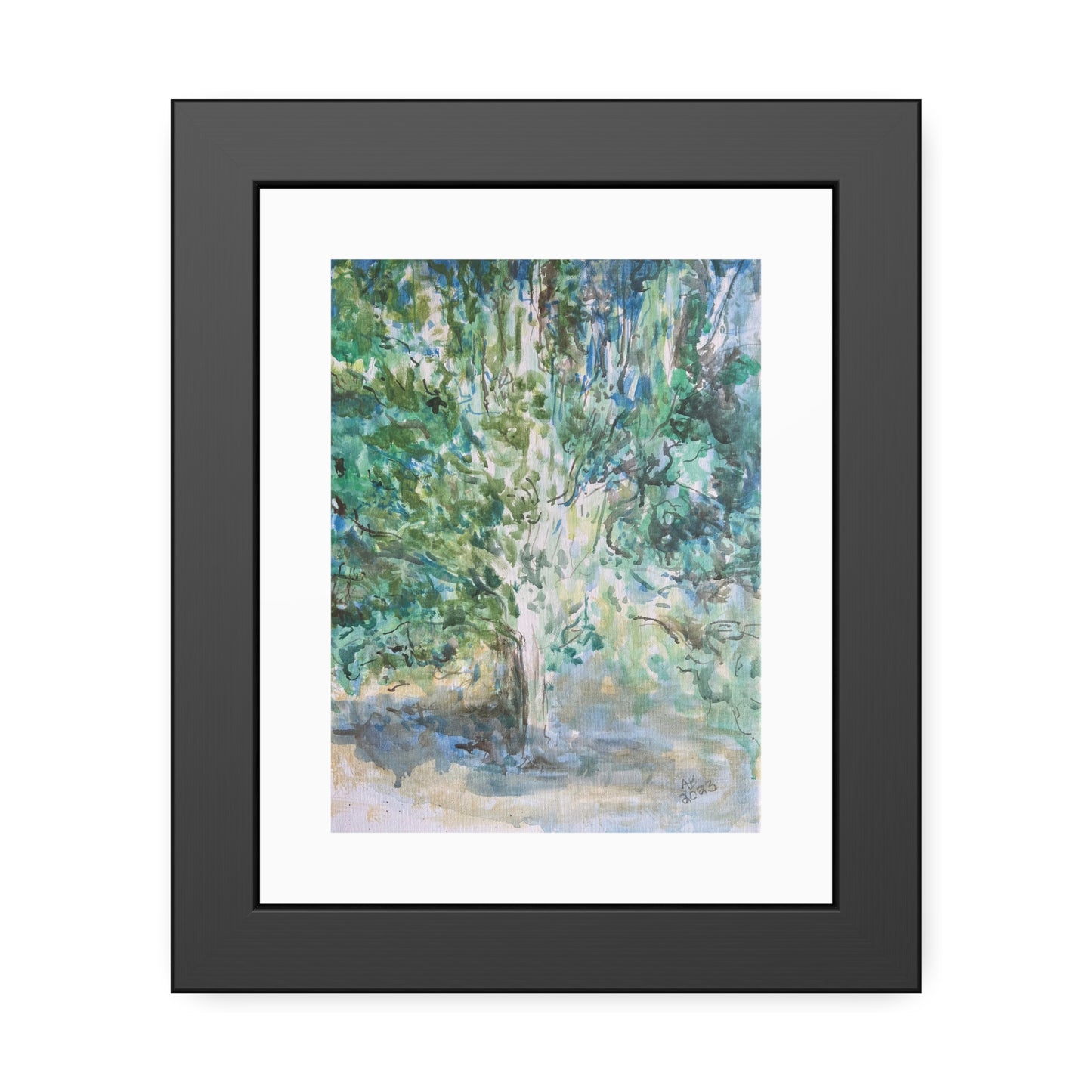 Pear Tree in Autumn Mist Framed Fine Art Print