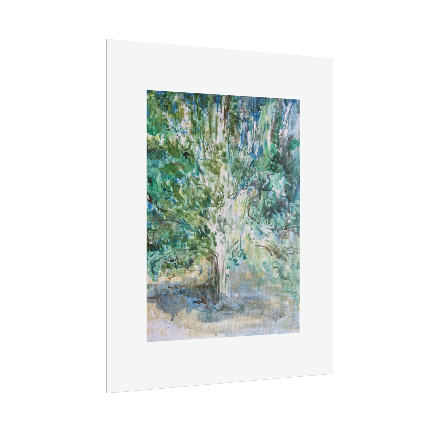 Pear Tree in Autumn Mist Rolled Fine Art Print