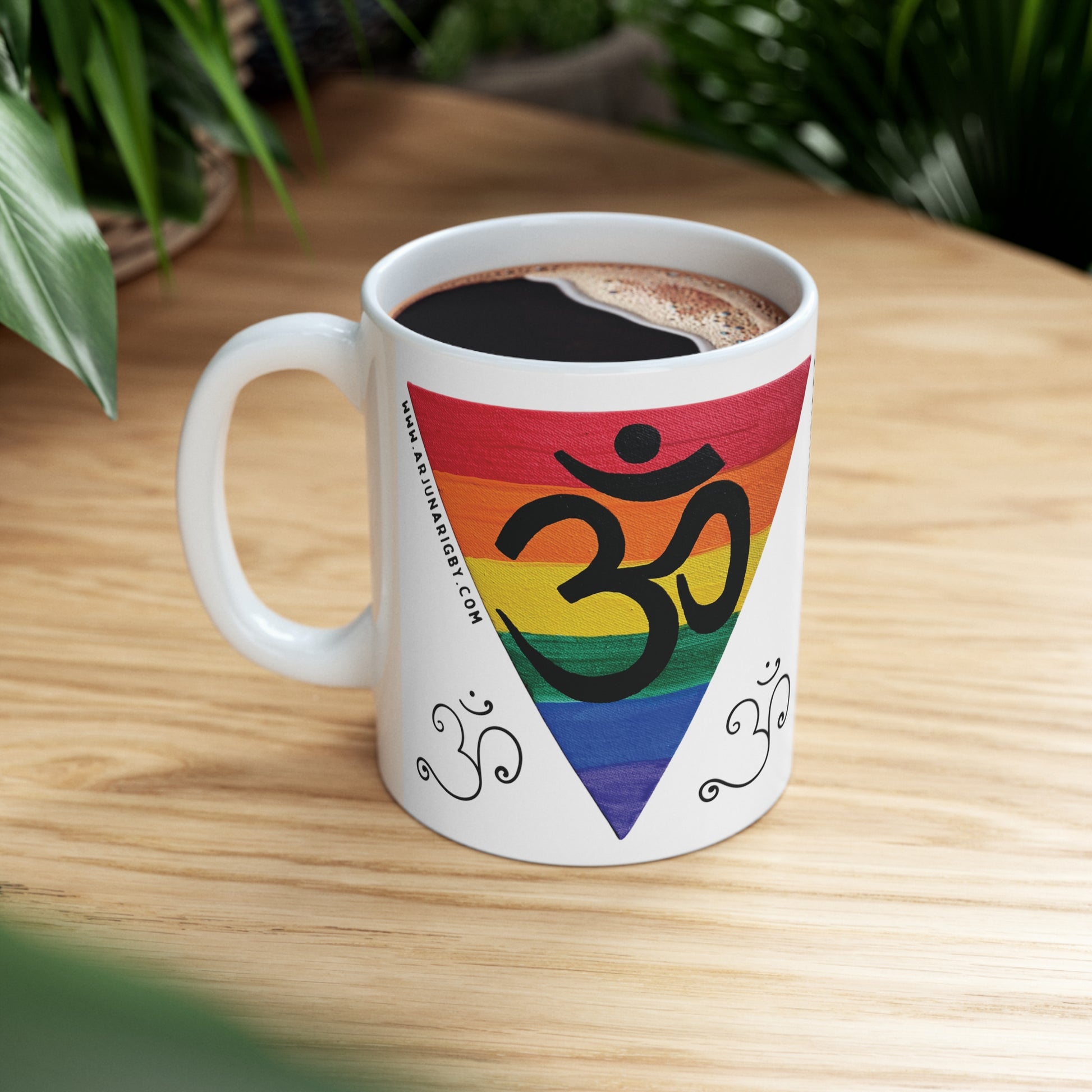 Rainbow Triangle OM Mug - Arjuna Rigby Art and Lifestyle Store