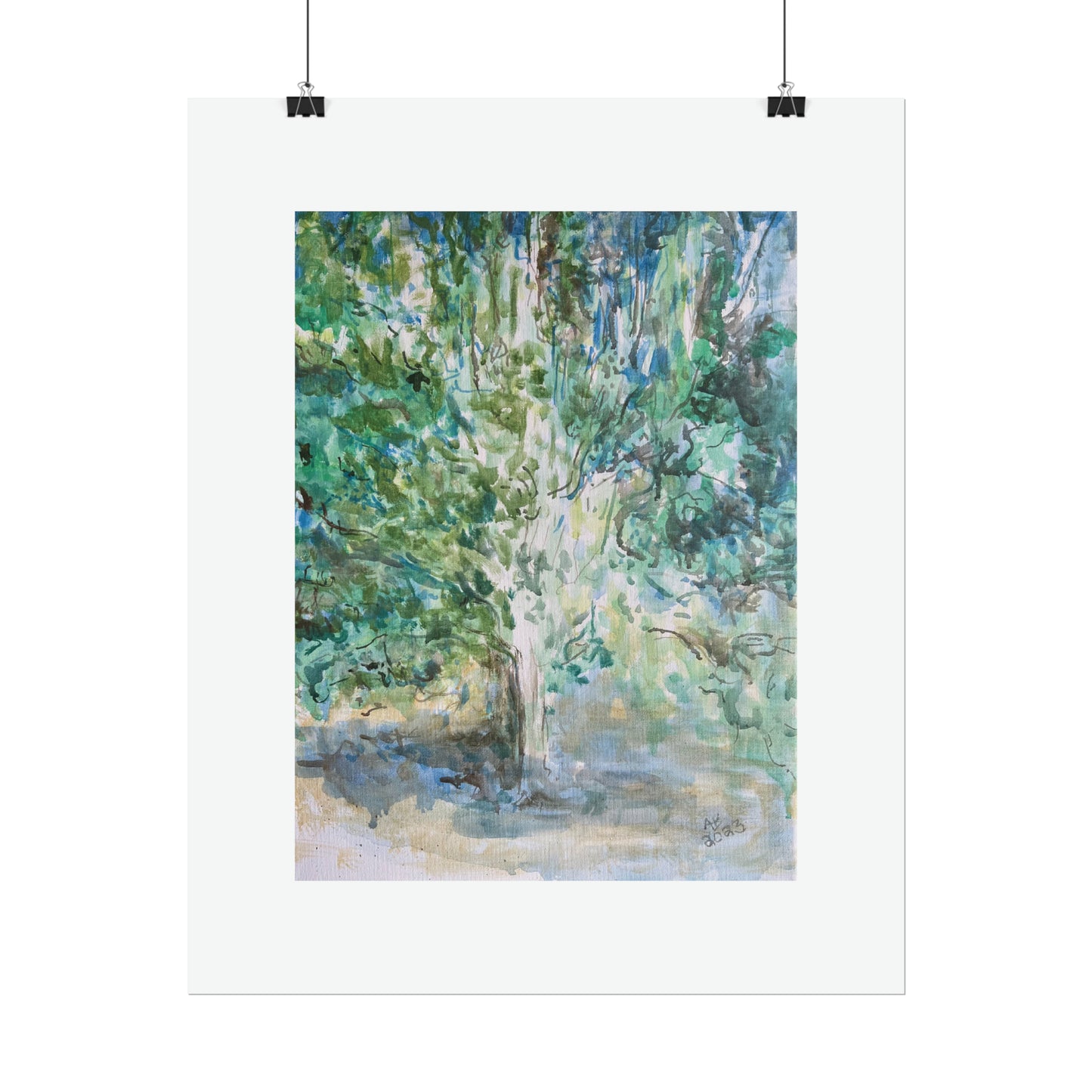 Pear Tree in Autumn Mist Rolled Fine Art Print