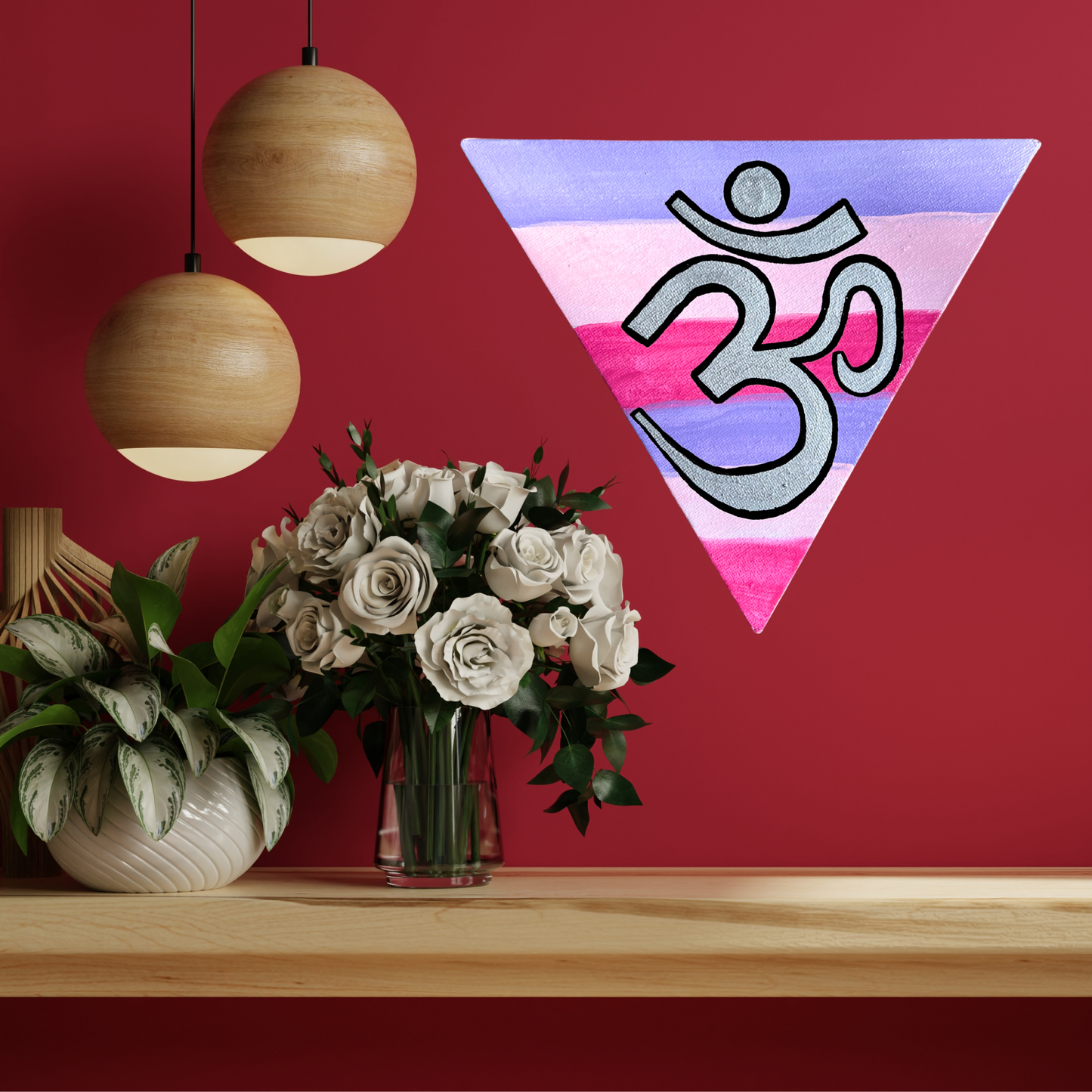 Berry Rainbow Triangle with Silver OM - Arjuna Rigby Art and Lifestyle Store