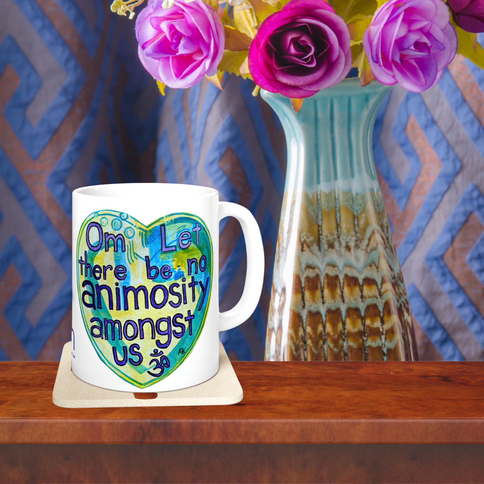 Om Let There Be No Animosity Amongst Us - Mug - Arjuna Rigby Art and Lifestyle Store