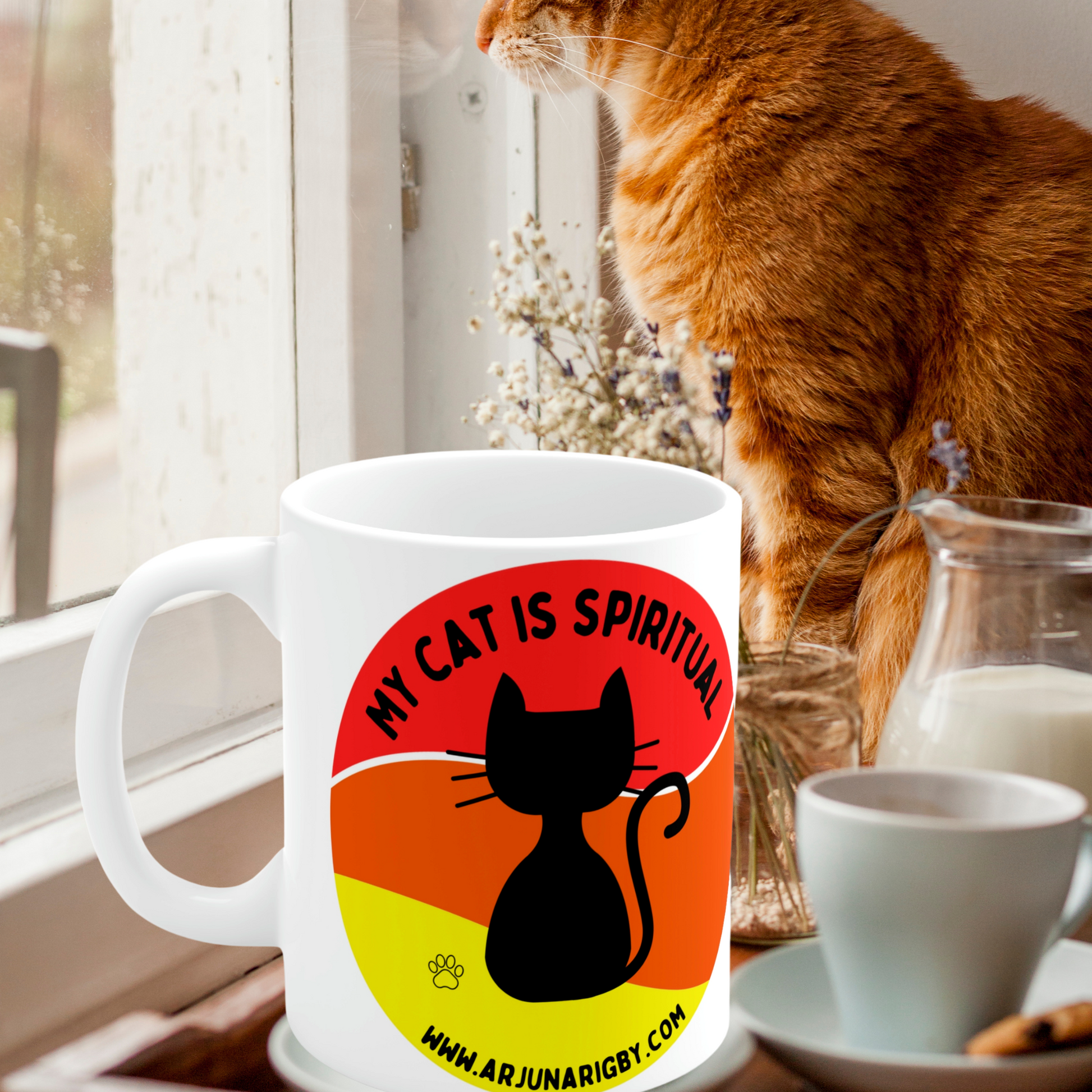 My Cat is Spiritual - Mug - Arjuna Rigby Art and Lifestyle Store