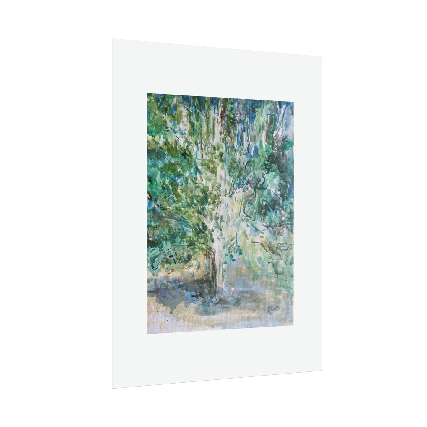 Pear Tree in Autumn Mist Rolled Fine Art Print