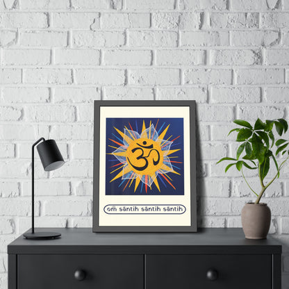 Sunburst OM on Navy Blue Framed Fine Art Print