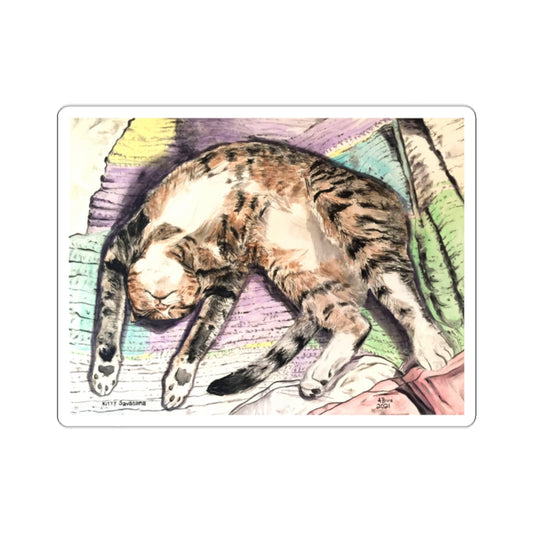Kitty Savasana Sticker - Arjuna Rigby Art and Lifestyle Store