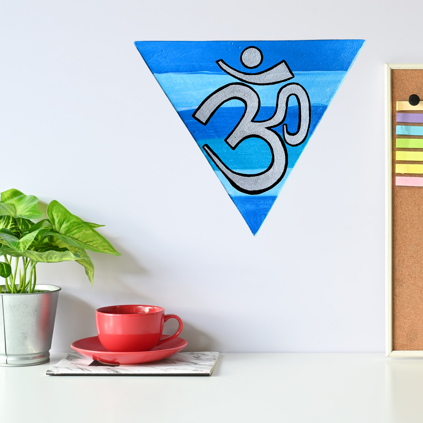 Blue Rainbow Triangle with Silver OM - Arjuna Rigby Art and Lifestyle Store