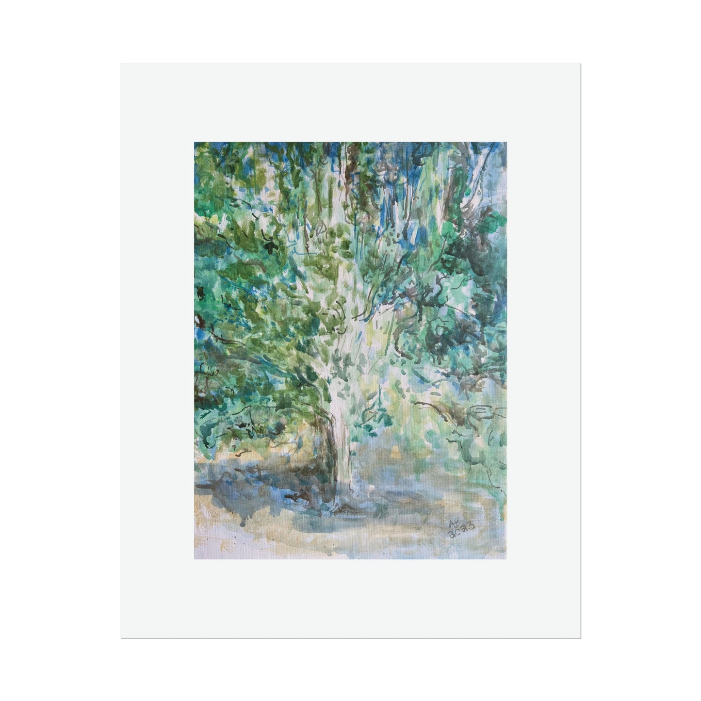 Pear Tree in Autumn Mist Rolled Fine Art Print