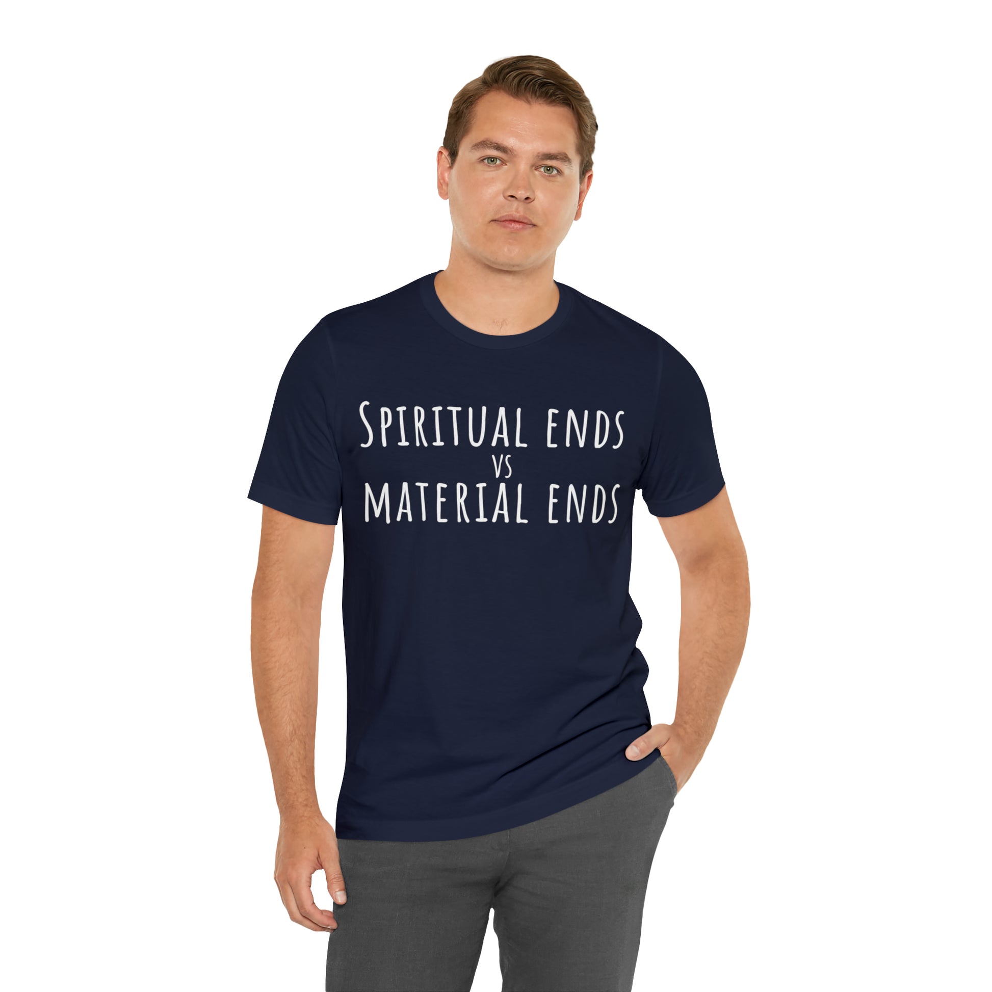 Spiritual Ends vs Material Ends T-Shirt - Arjuna Rigby Art and Lifestyle Store