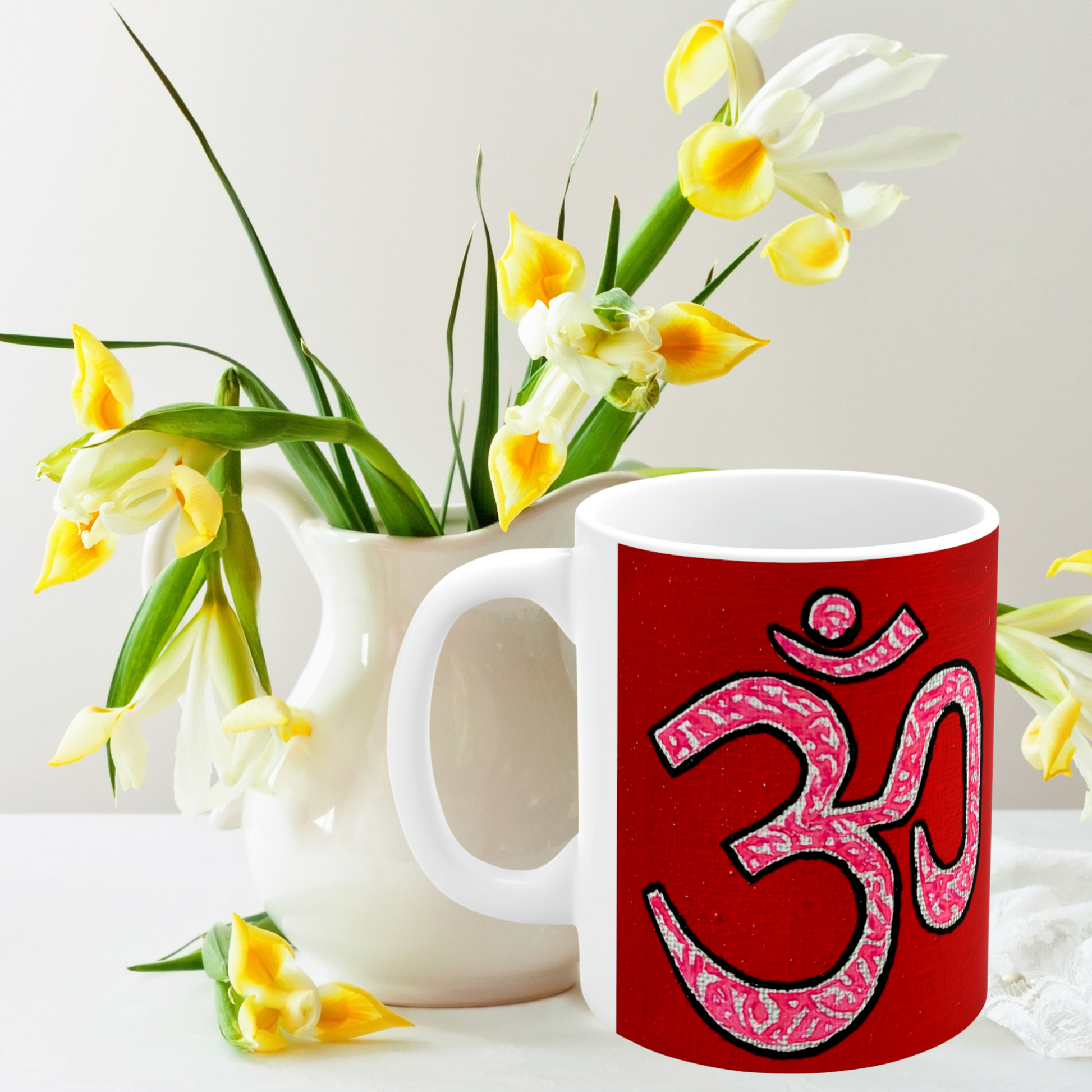 Pink & Silver OM - Mug - Arjuna Rigby Art and Lifestyle Store