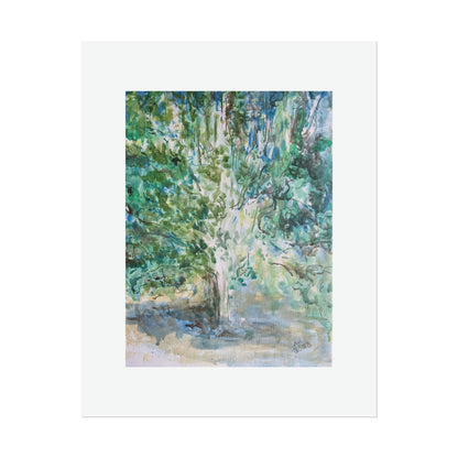 Pear Tree in Autumn Mist Rolled Fine Art Print