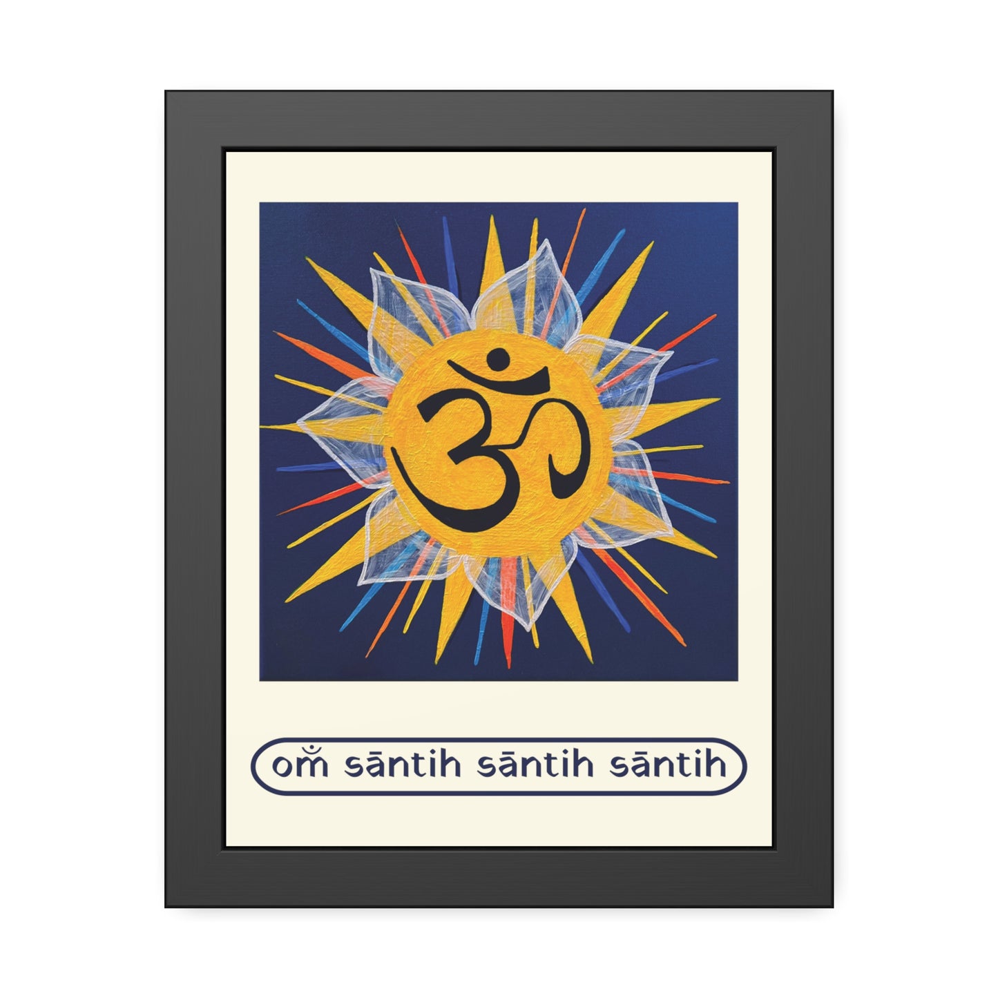 Sunburst OM on Navy Blue Framed Fine Art Print