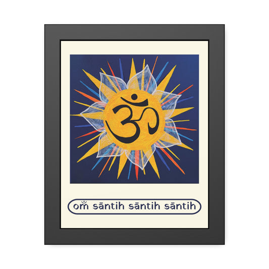 Sunburst OM on Navy Blue Framed Fine Art Print