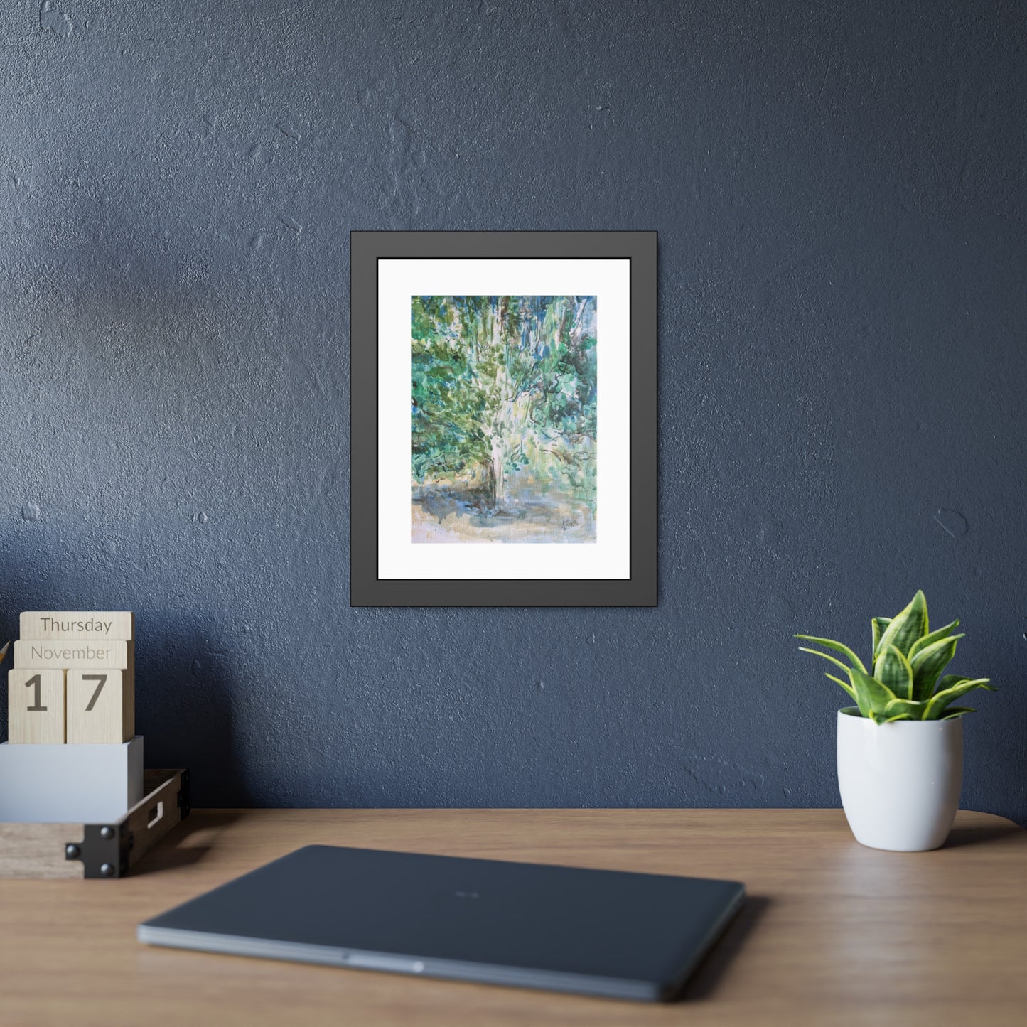 Pear Tree in Autumn Mist Framed Fine Art Print