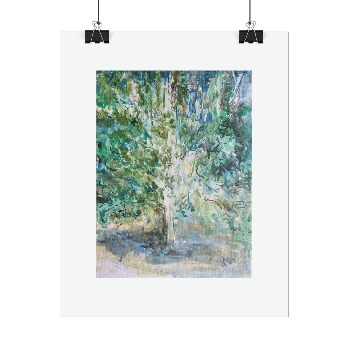 Pear Tree in Autumn Mist Rolled Fine Art Print