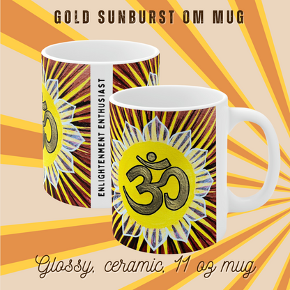 Gold Sunburst OM - Mug - Arjuna Rigby Art and Lifestyle Store