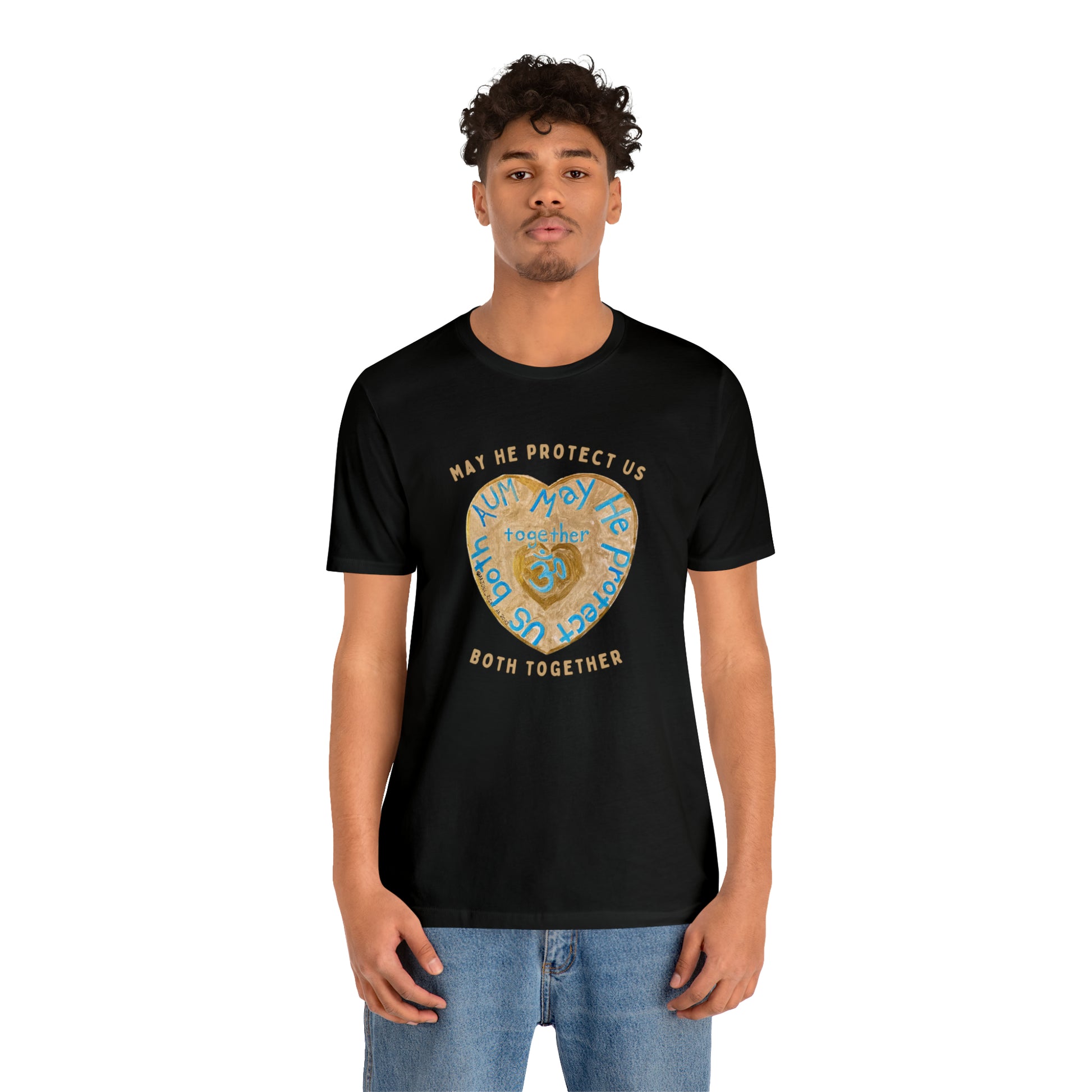 AUM May He Protect Us Both Together T-Shirt - Arjuna Rigby Art and Lifestyle Store