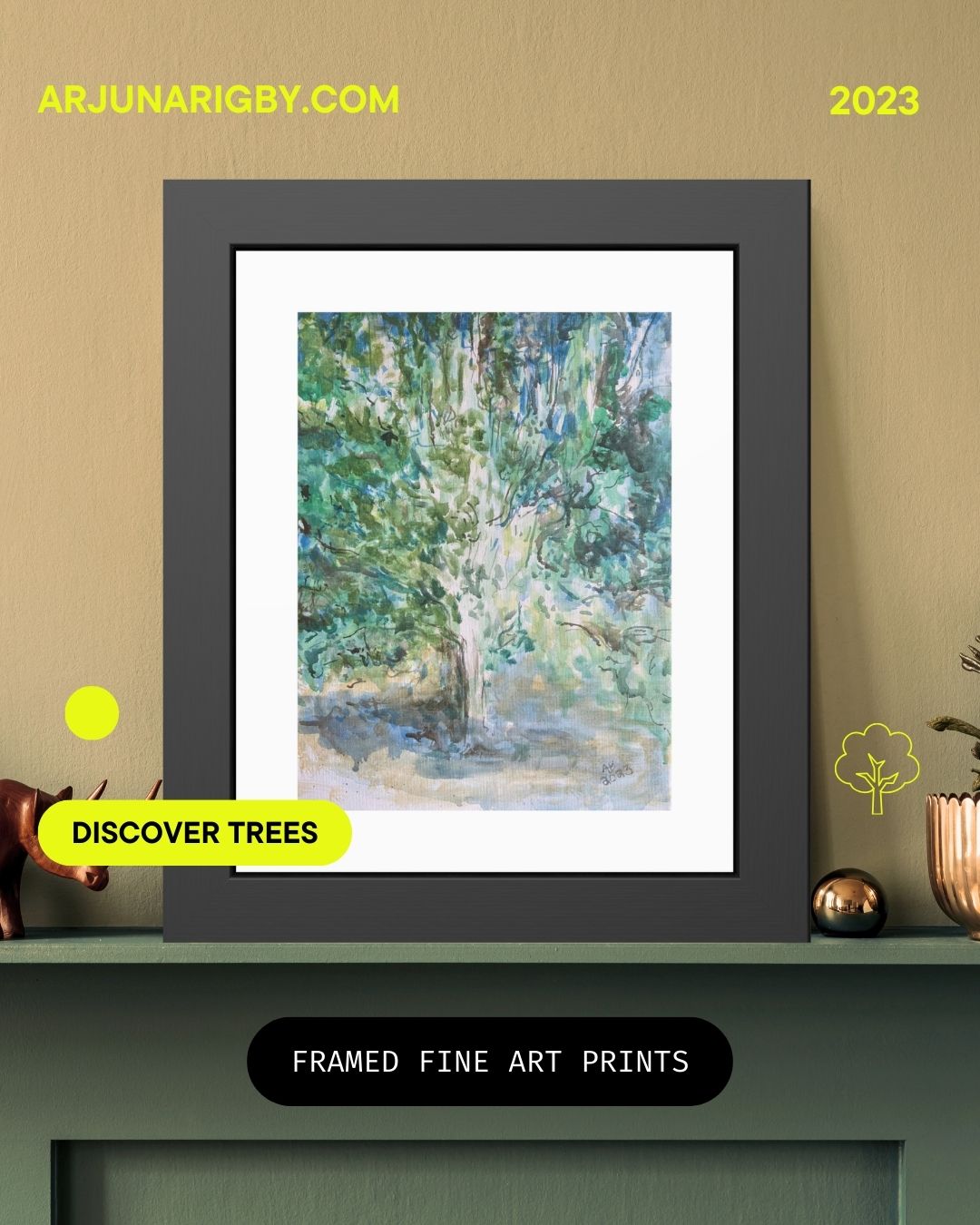 Pear Tree in Autumn Mist Framed Fine Art Print