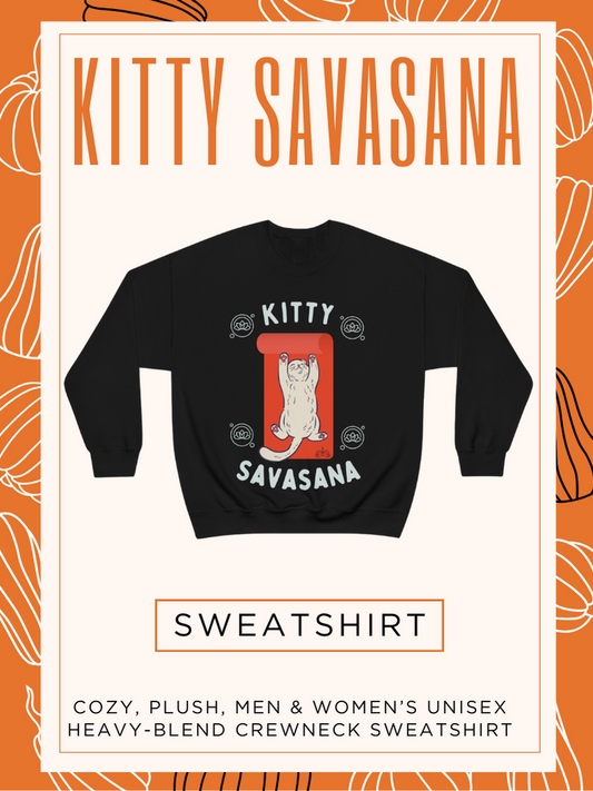 Kitty Savasana Crewneck Sweatshirt - Arjuna Rigby Art and Lifestyle Store