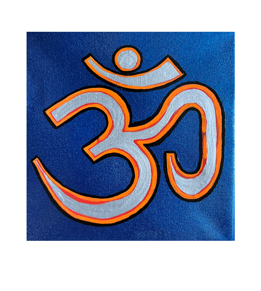 Orange & Silver OM Painting - Arjuna Rigby Art and Lifestyle Store