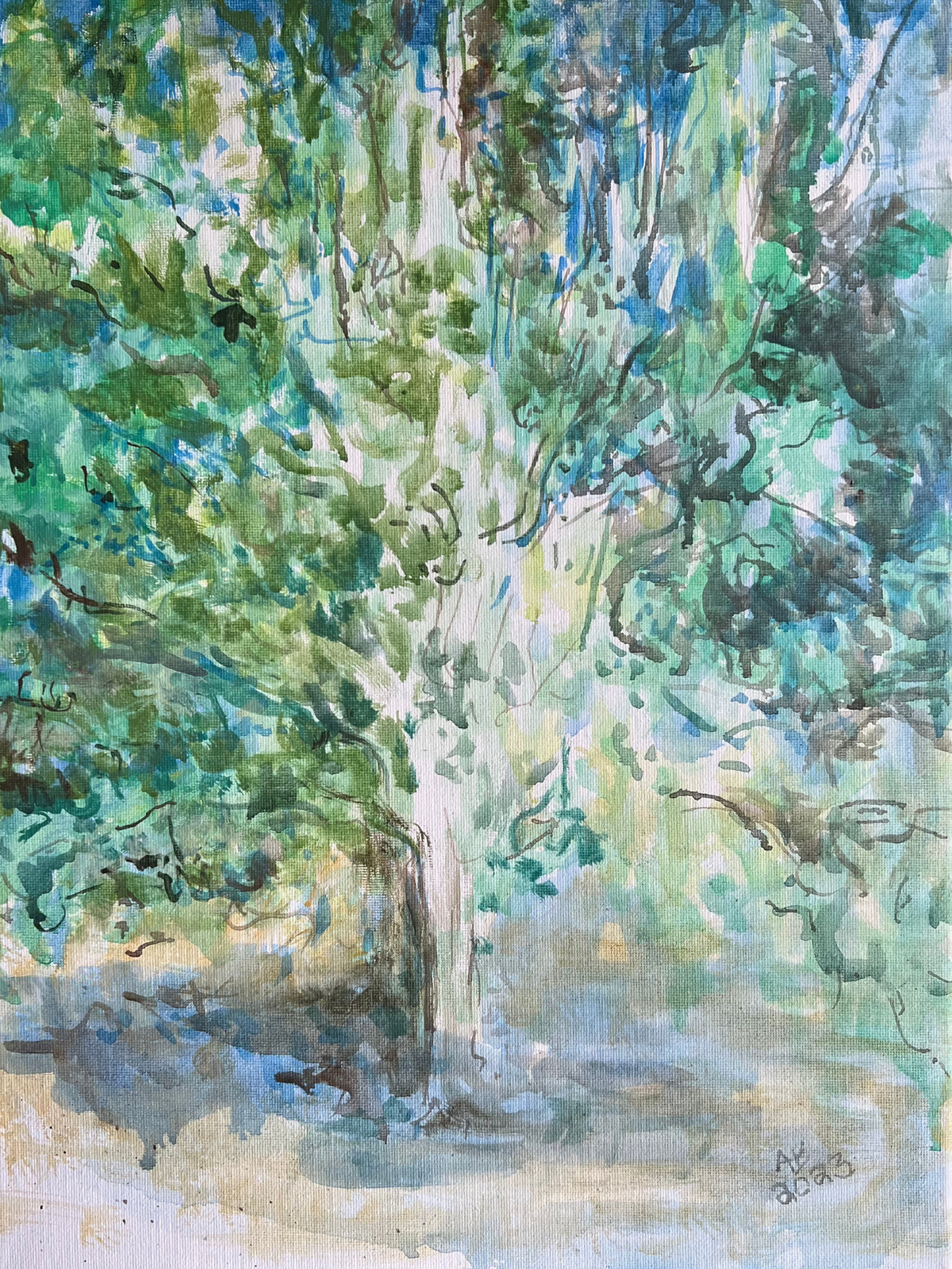 Pear Tree in Autumn Mist - Arjuna Rigby Art and Lifestyle Store