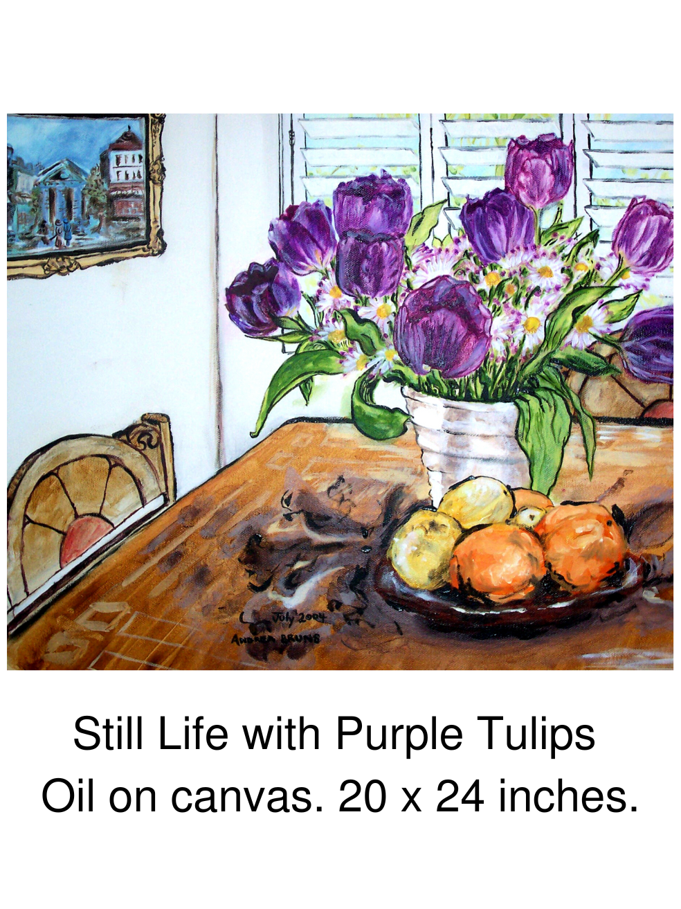 Still Life with Purple Tulips