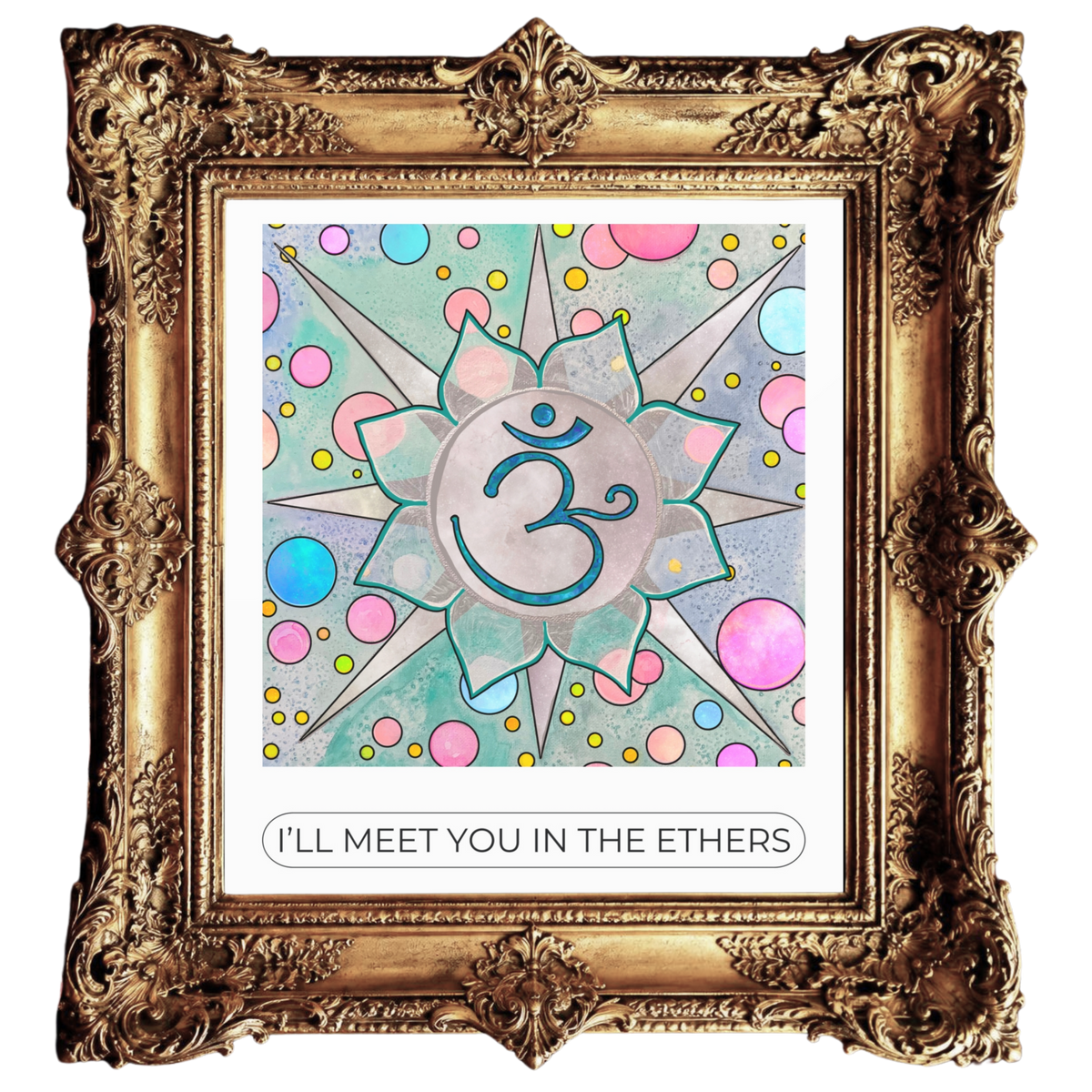 Silver & Turquoise Sunburst OM Fine Art Print