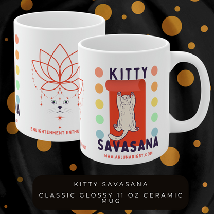 Kitty Savasana Mug - Arjuna Rigby Art and Lifestyle Store