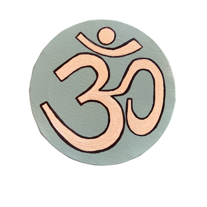 Small Hand Painted OM symbol Circle - Neutral Colors